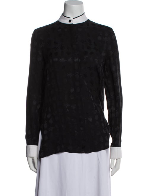 The Row Silk Mock Neck Button-Up Top