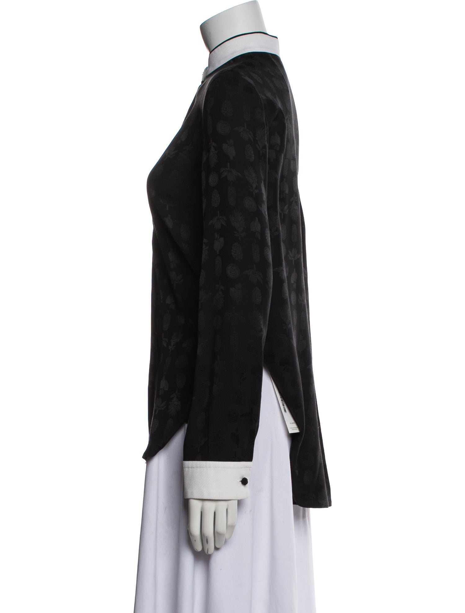 The Row Silk Mock Neck Button-Up Top