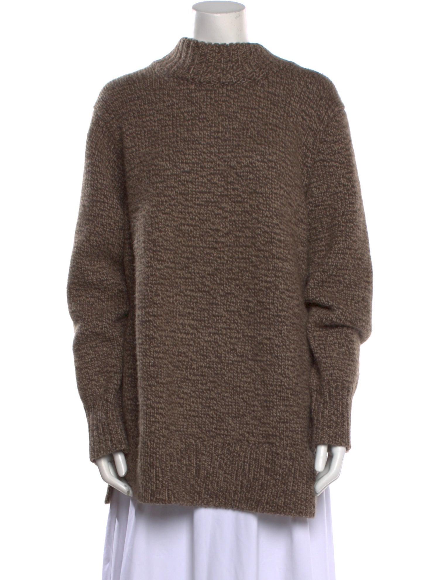 The Row Mock Neck Slit Wool Sweater