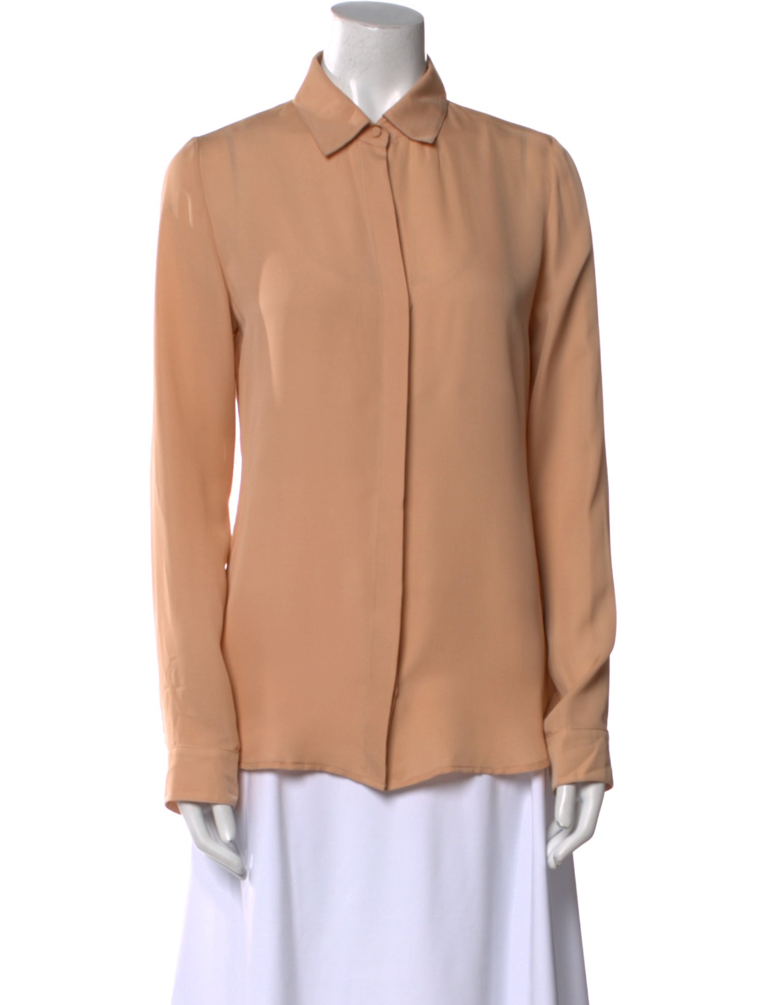 The Row Silk Long Sleeve Button-Up Top