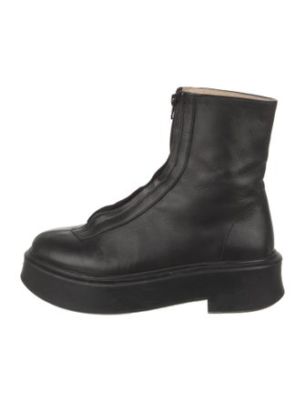 The Row Zipped I Leather Combat Boots