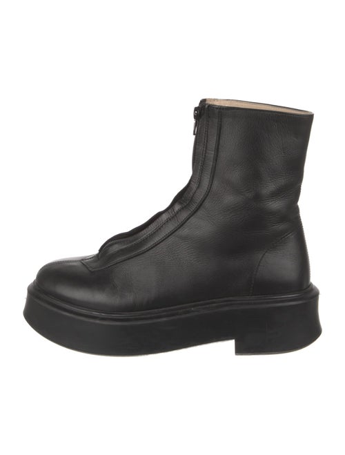 The Row Zipped I Leather Combat Boots