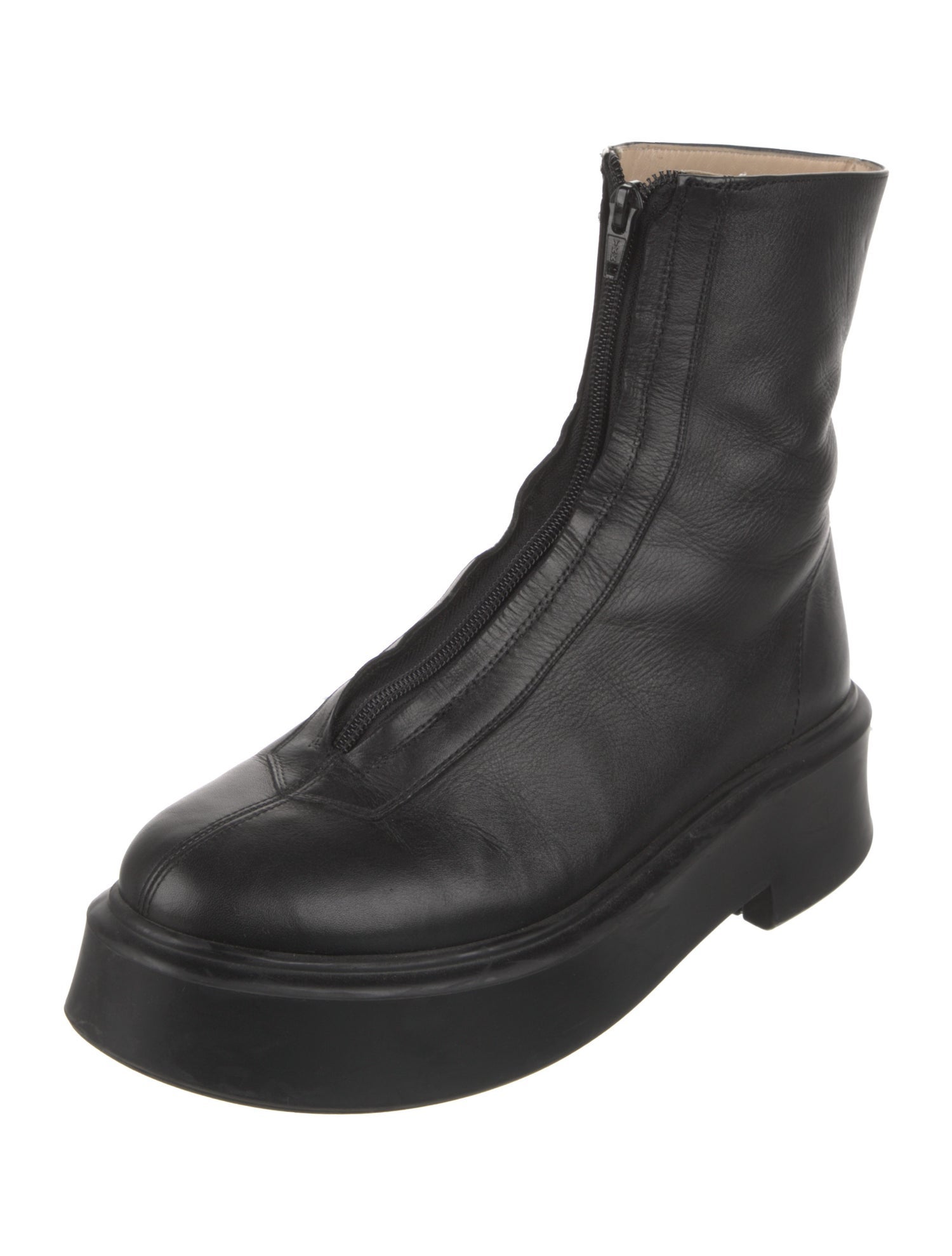 The Row Zipped I Leather Combat Boots