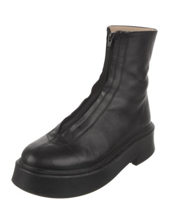 The Row Zipped I Leather Combat Boots