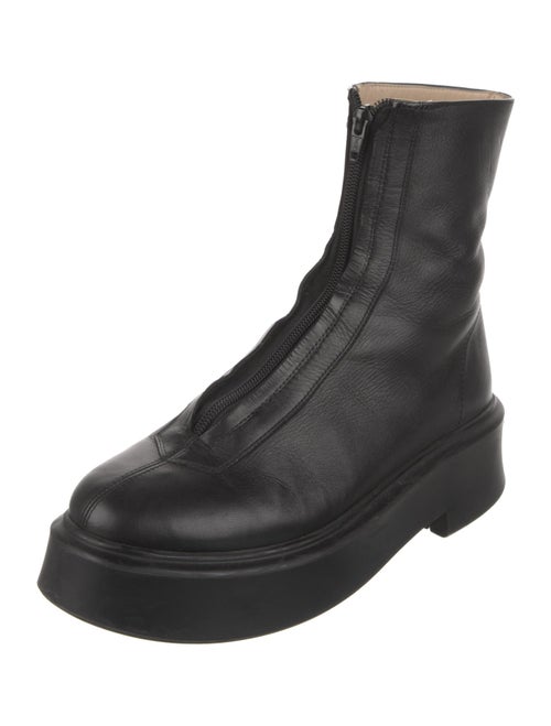 The Row Zipped I Leather Combat Boots