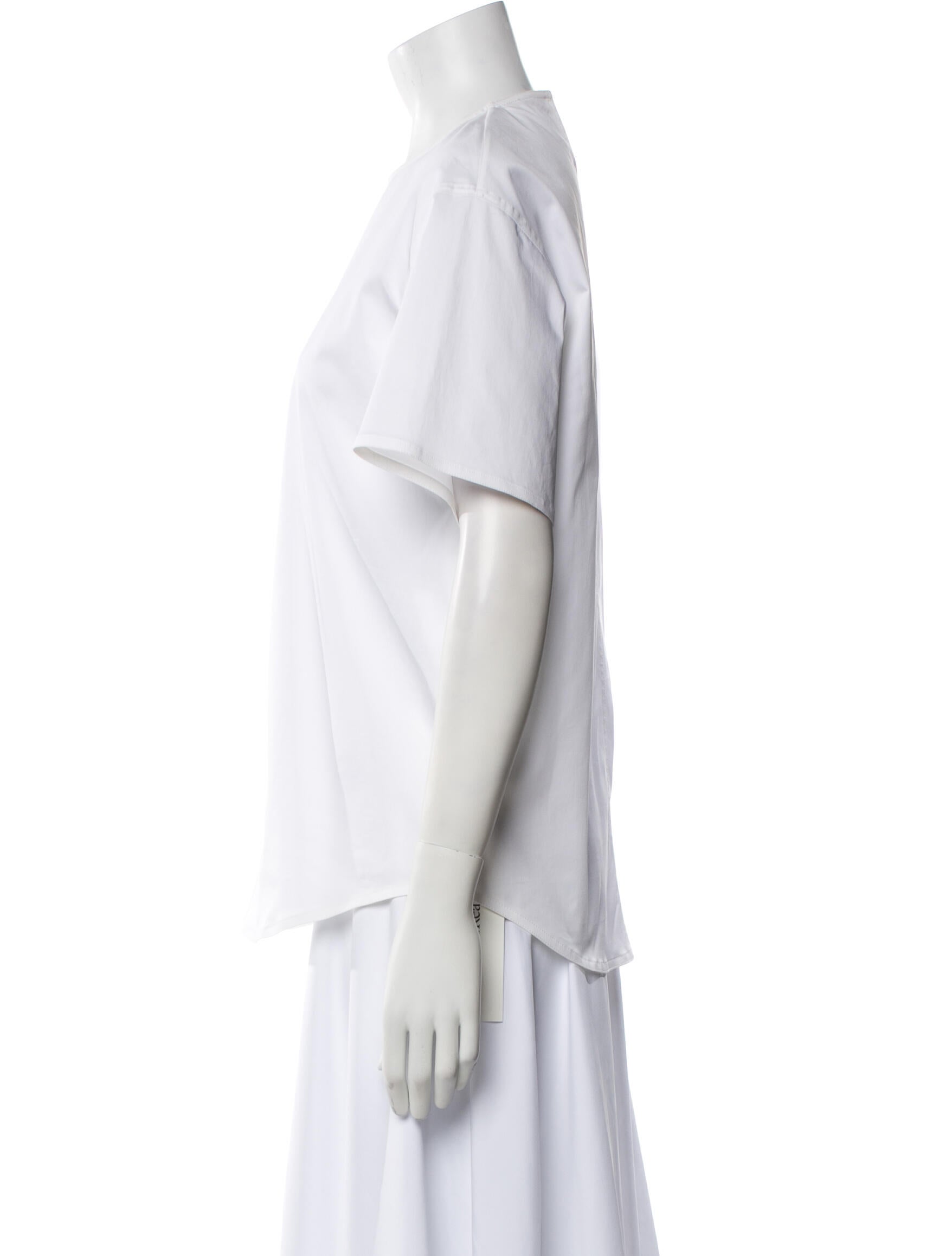 The Row Crew Neck Short Sleeve Button-Up Top