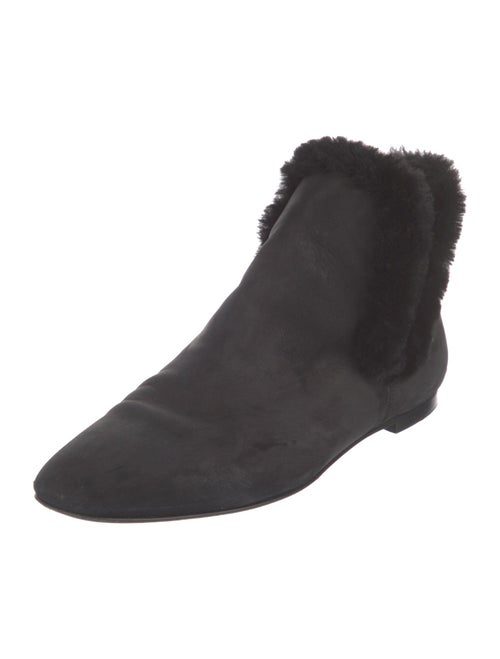 The Row Suede Fur Trim Chelsea Boots