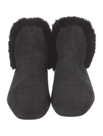 The Row Suede Fur Trim Chelsea Boots