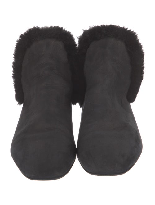The Row Suede Fur Trim Chelsea Boots