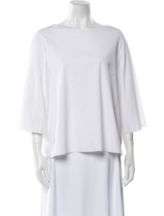 The Row Bateau Neckline Three-Quarter Sleeve Blouse
