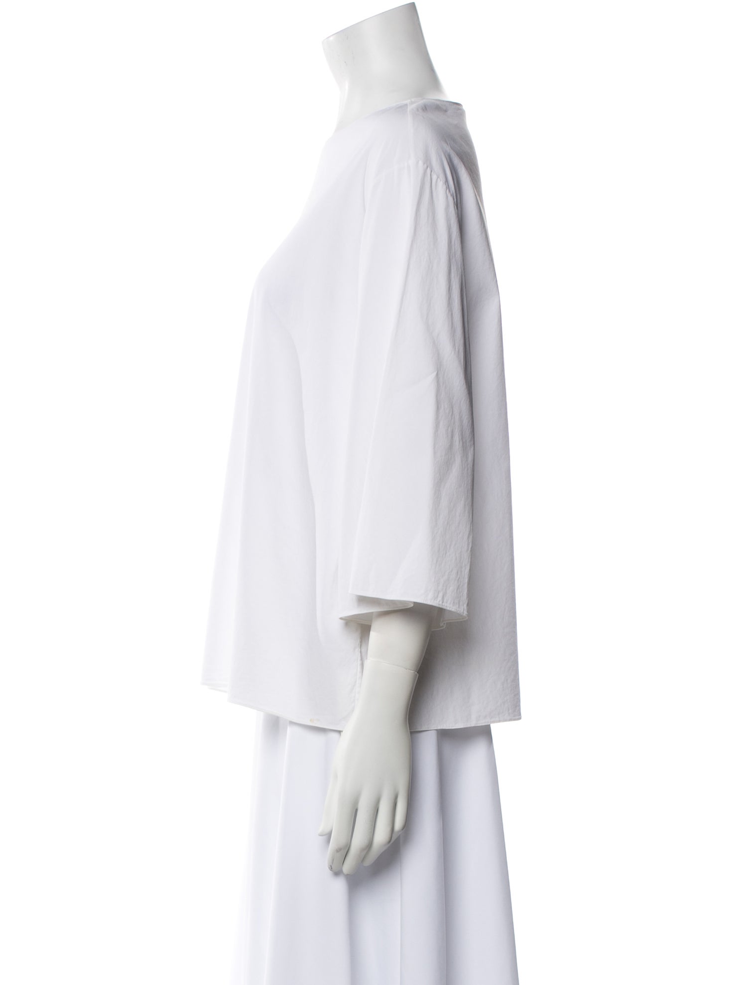 The Row Bateau Neckline Three-Quarter Sleeve Blouse