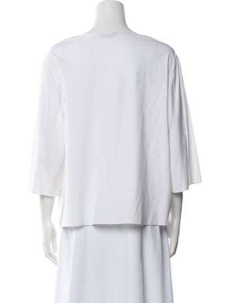 The Row Bateau Neckline Three-Quarter Sleeve Blouse