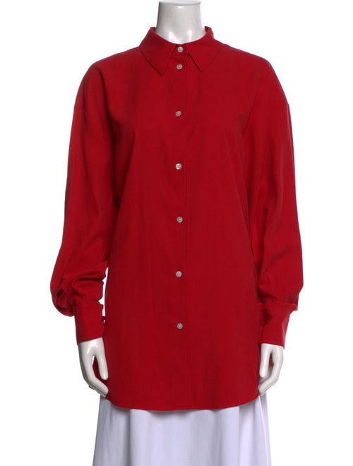 The Row Silk Long Sleeve Button-Up Top
