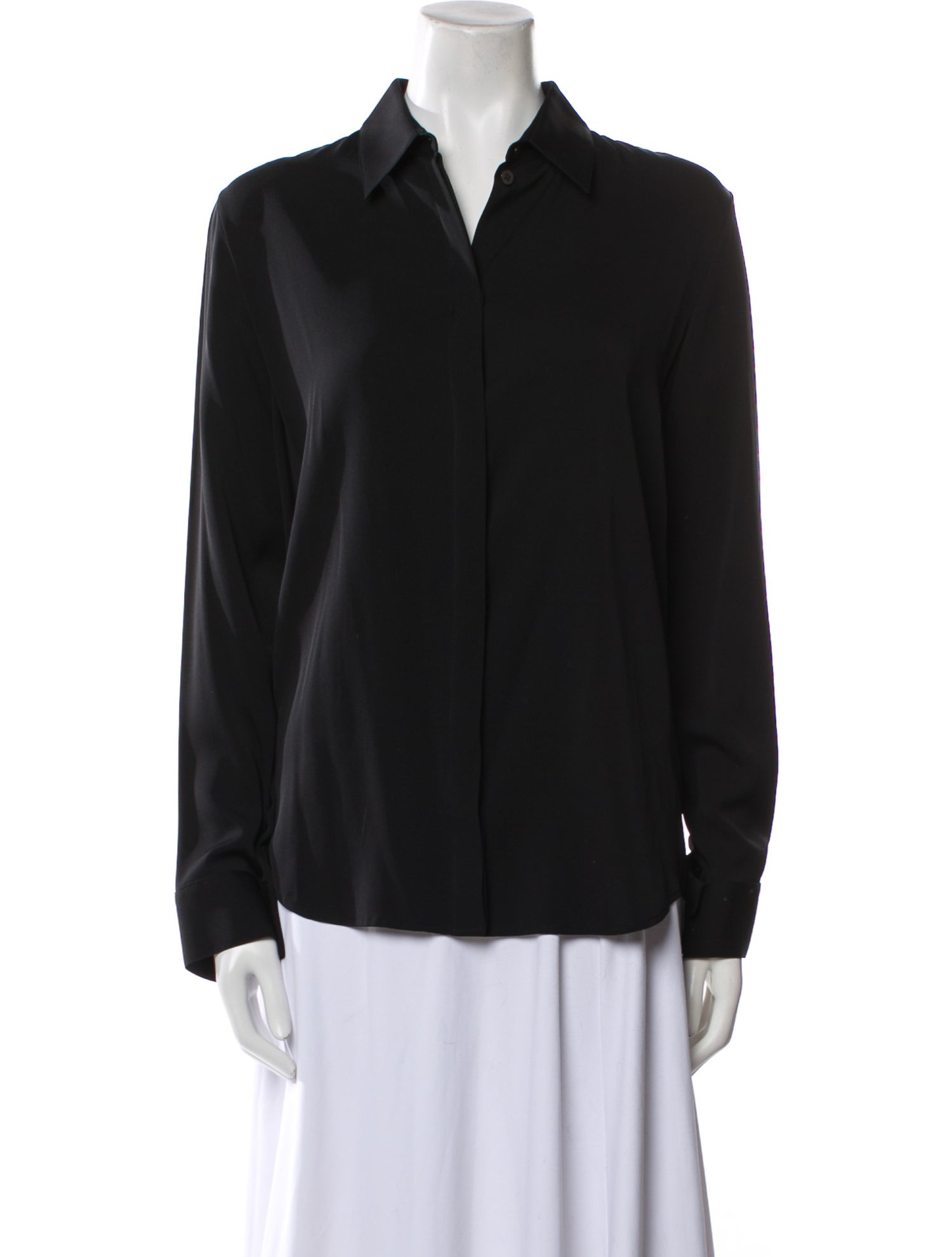 The Row Silk Long Sleeve Button-Up Top