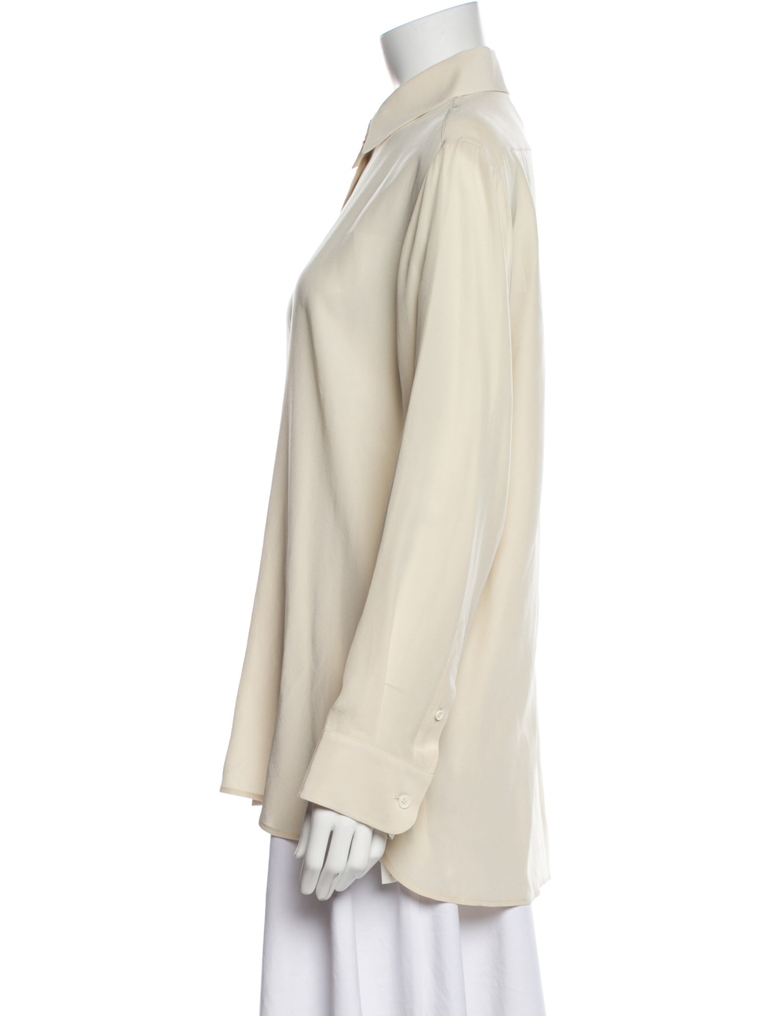 The Row Silk Long Sleeve Button-Up Top