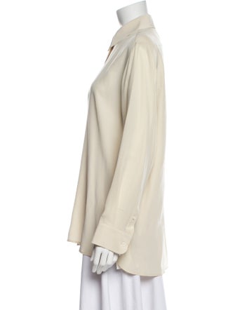 The Row Silk Long Sleeve Button-Up Top