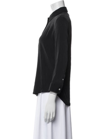 The Row Silk Three-Quarter Sleeve Button-Up Top