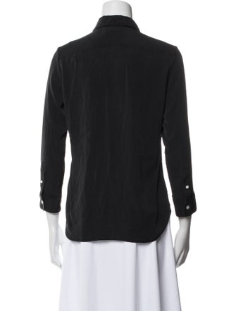 The Row Silk Three-Quarter Sleeve Button-Up Top
