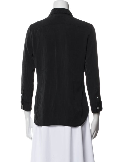 The Row Silk Three-Quarter Sleeve Button-Up Top