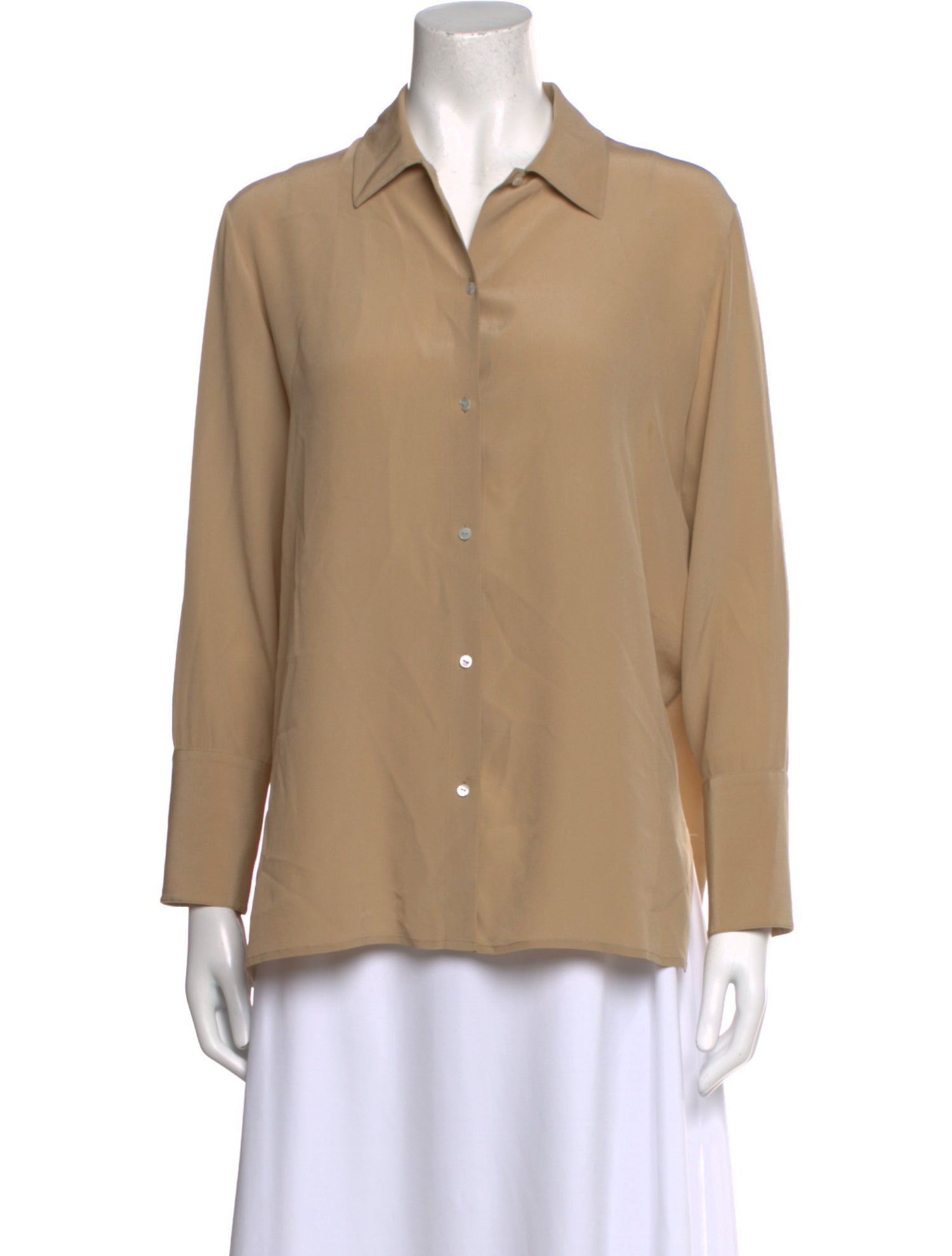 The Row Silk Long Sleeve Button-Up Top