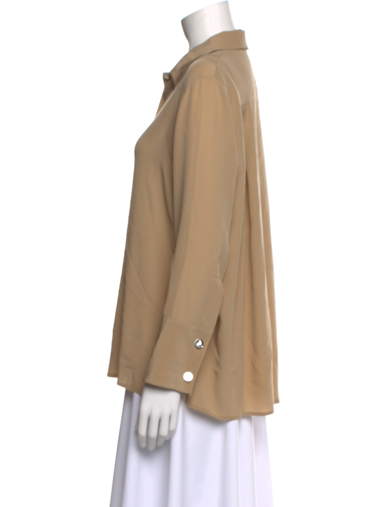 The Row Silk Long Sleeve Button-Up Top