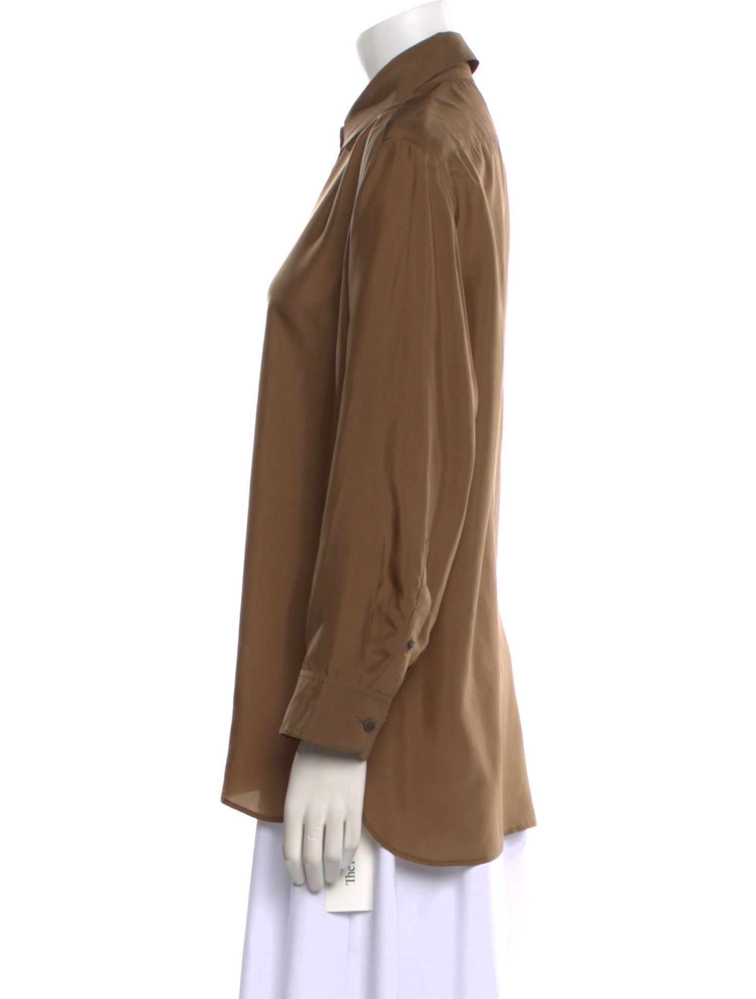 The Row Silk Long Sleeve Button-Up Top