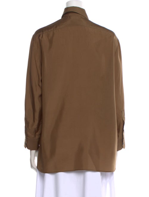 The Row Silk Long Sleeve Button-Up Top