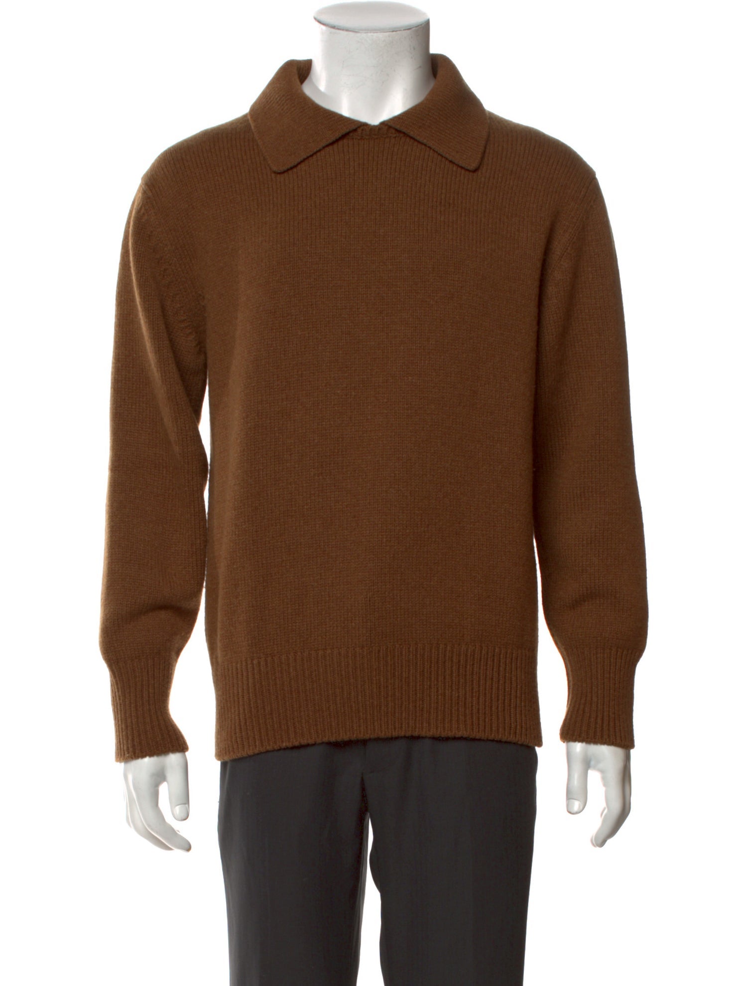 The Row Merino Wool Crew Neck Polo Sweater