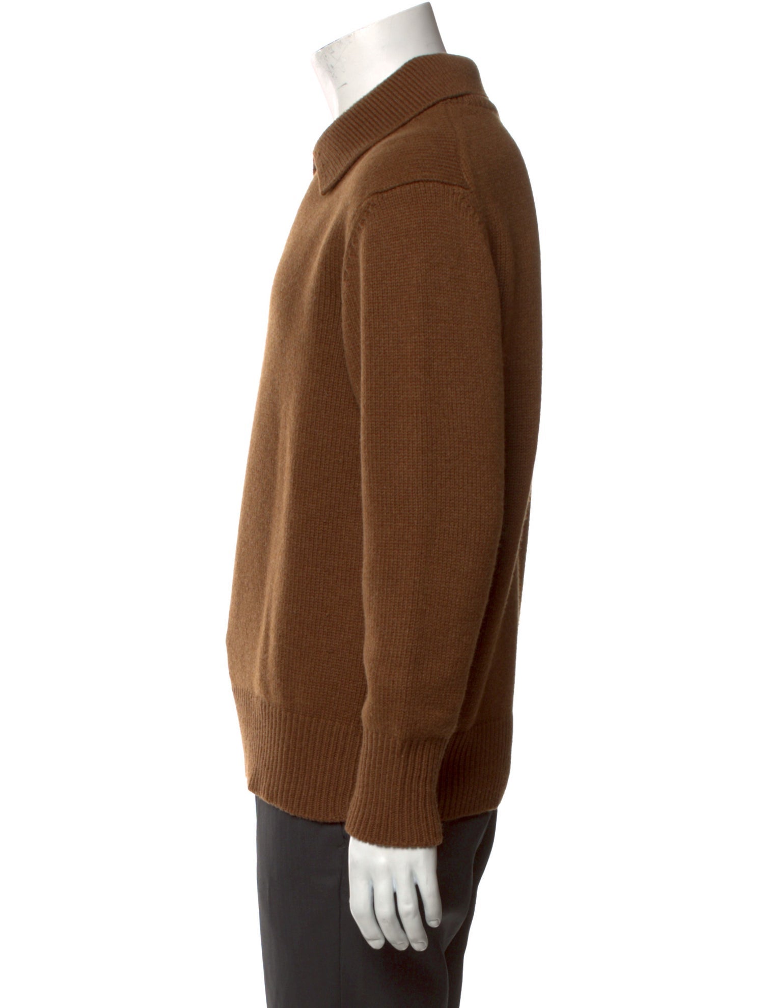 The Row Merino Wool Crew Neck Polo Sweater