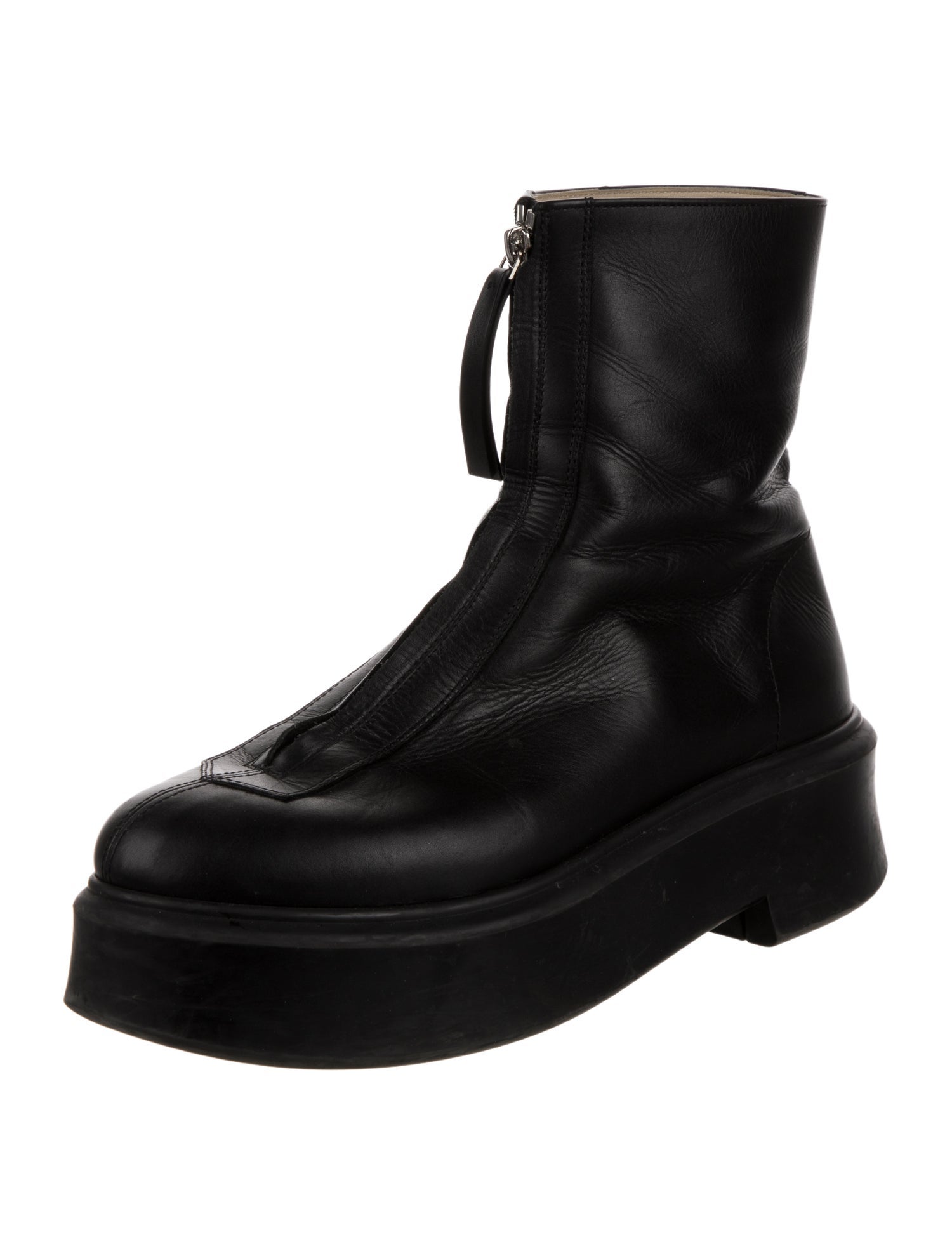 The Row Zipped 1 Calfskin Lace-Up Boots