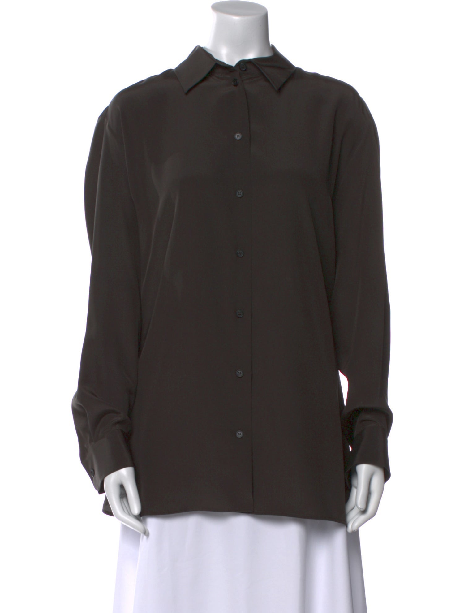 The Row Silk Long Sleeve Button-Up Top