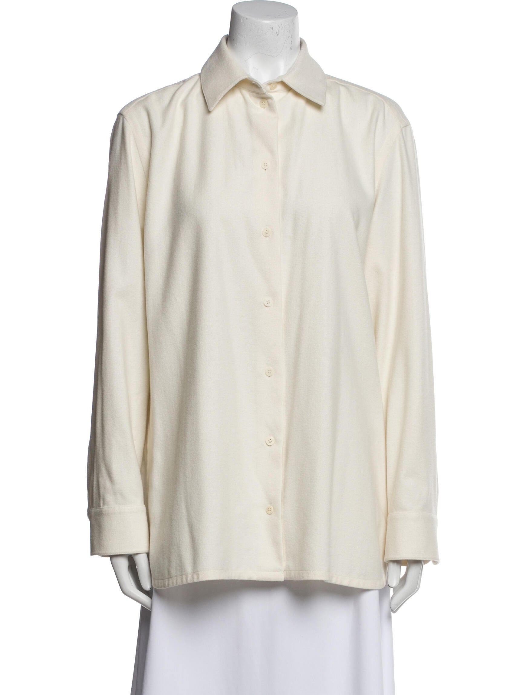 The Row Silk Long Sleeve Button-Up Top