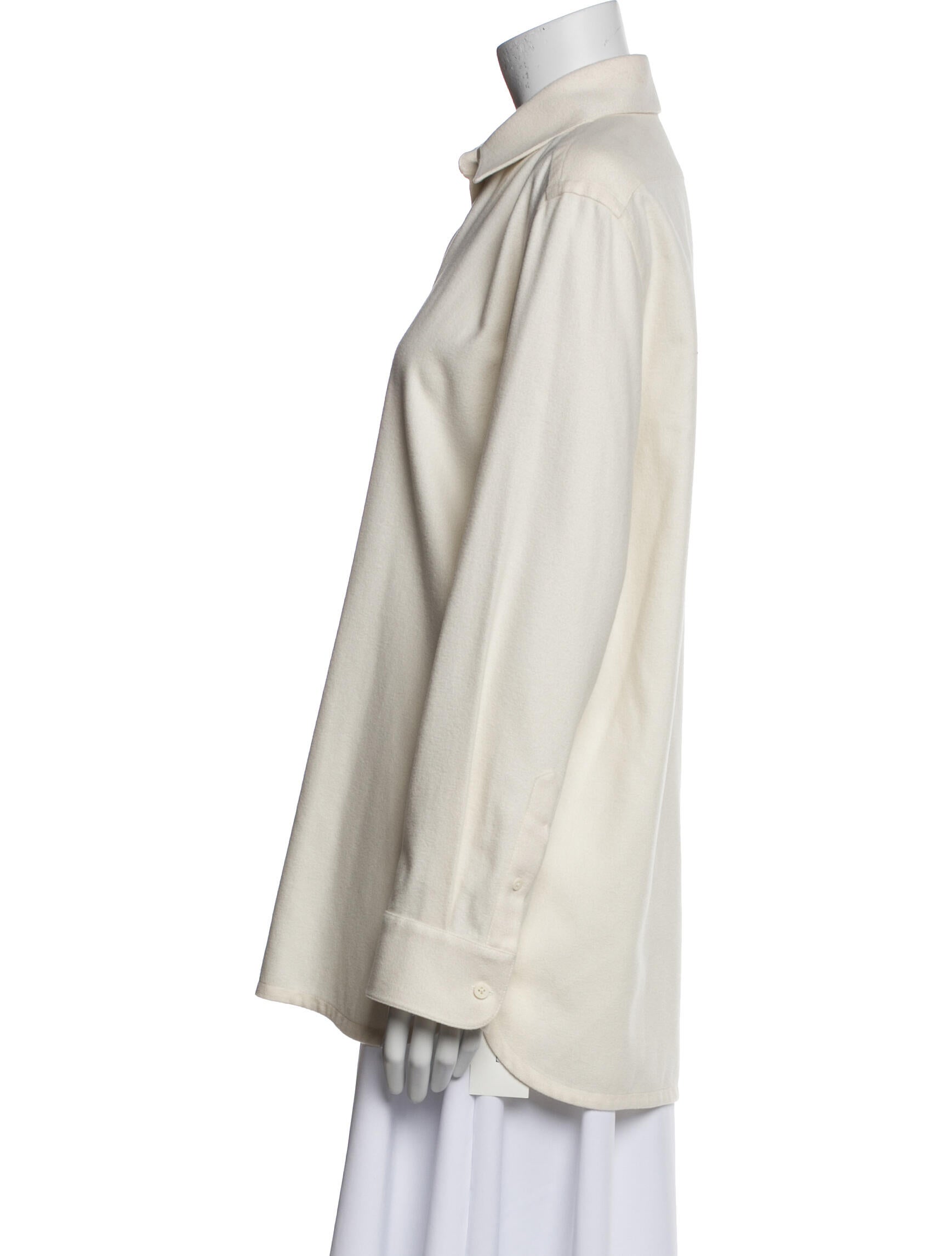 The Row Silk Long Sleeve Button-Up Top