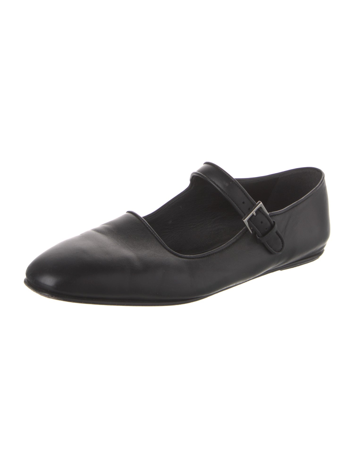 The Row Leather Mary Jane Flats