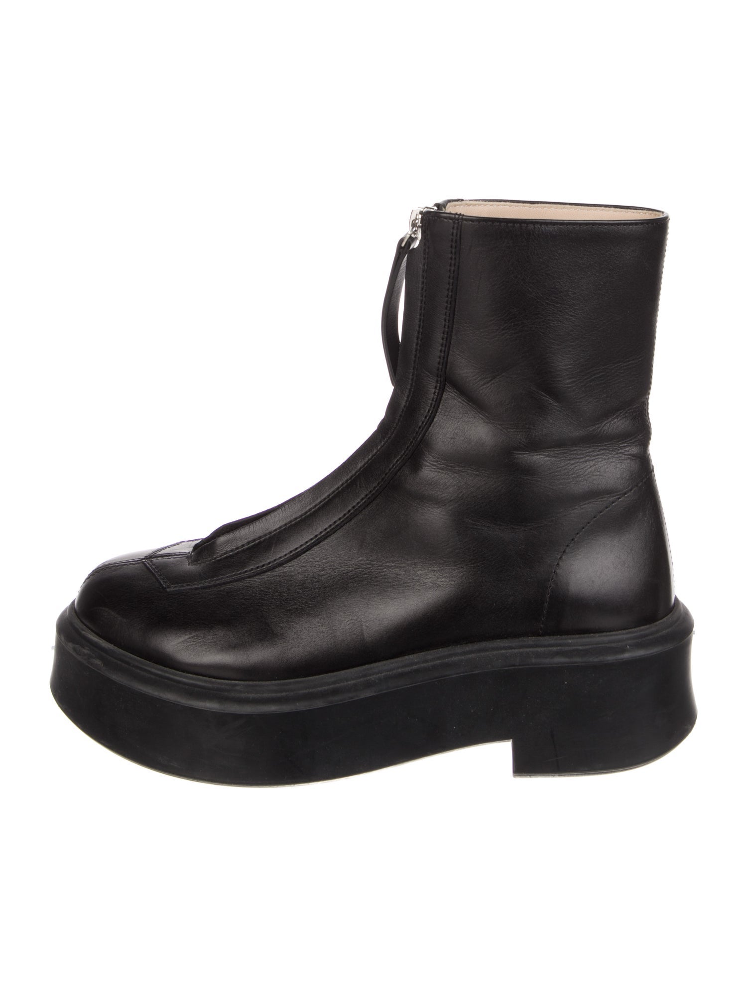 The Row Zipped 1 Leather Lace-Up Boots