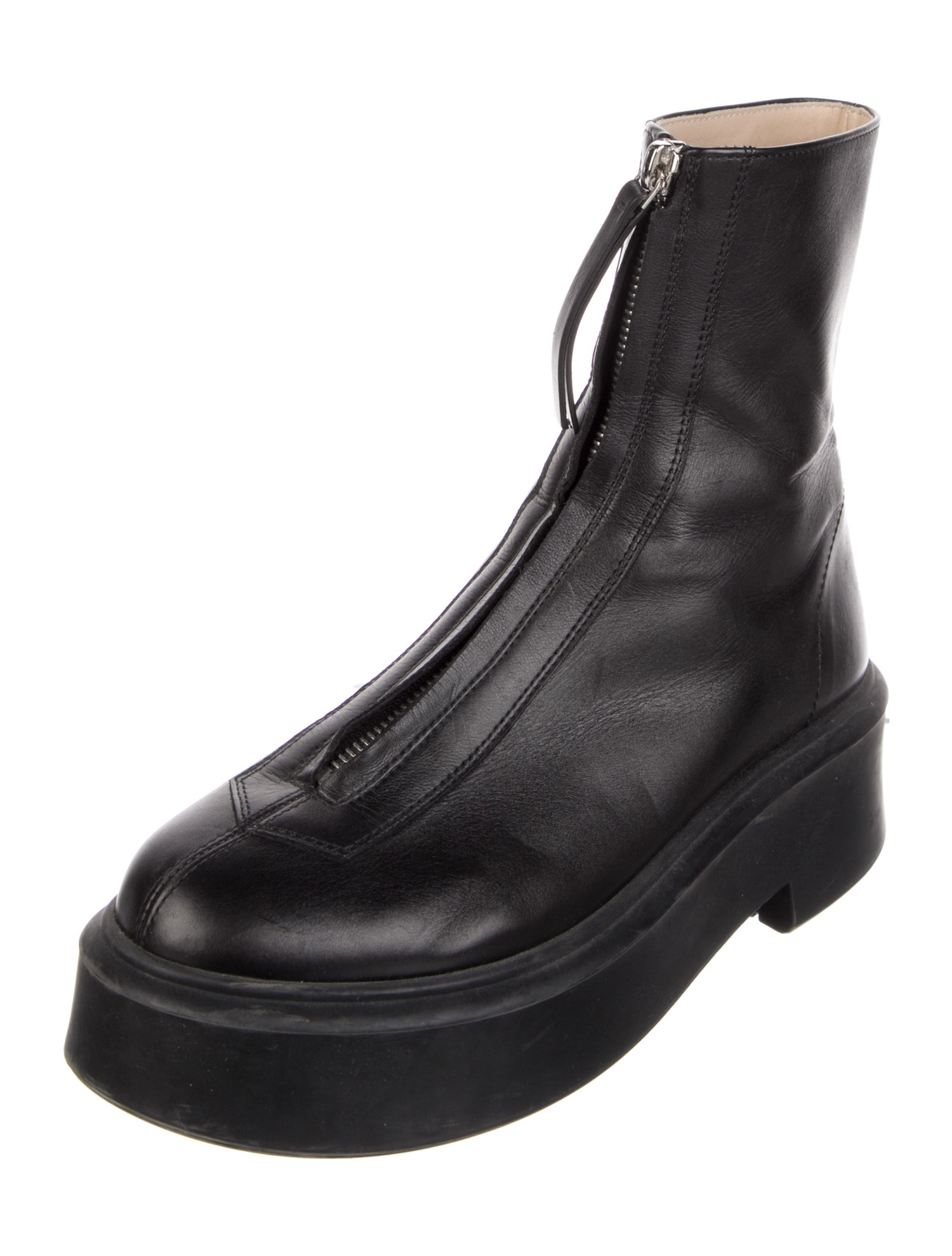 The Row Zipped 1 Leather Lace-Up Boots