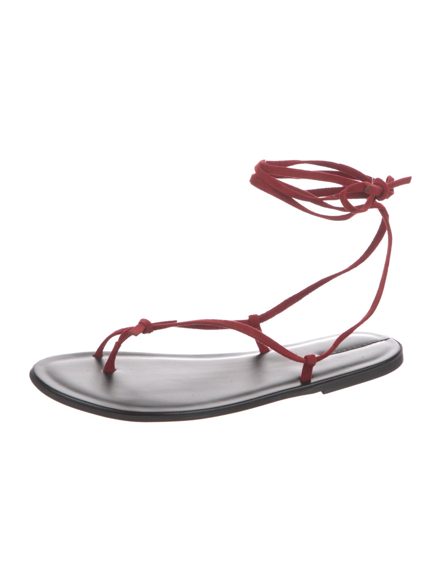 The Row Flat Knot Suede Gladiator Sandals