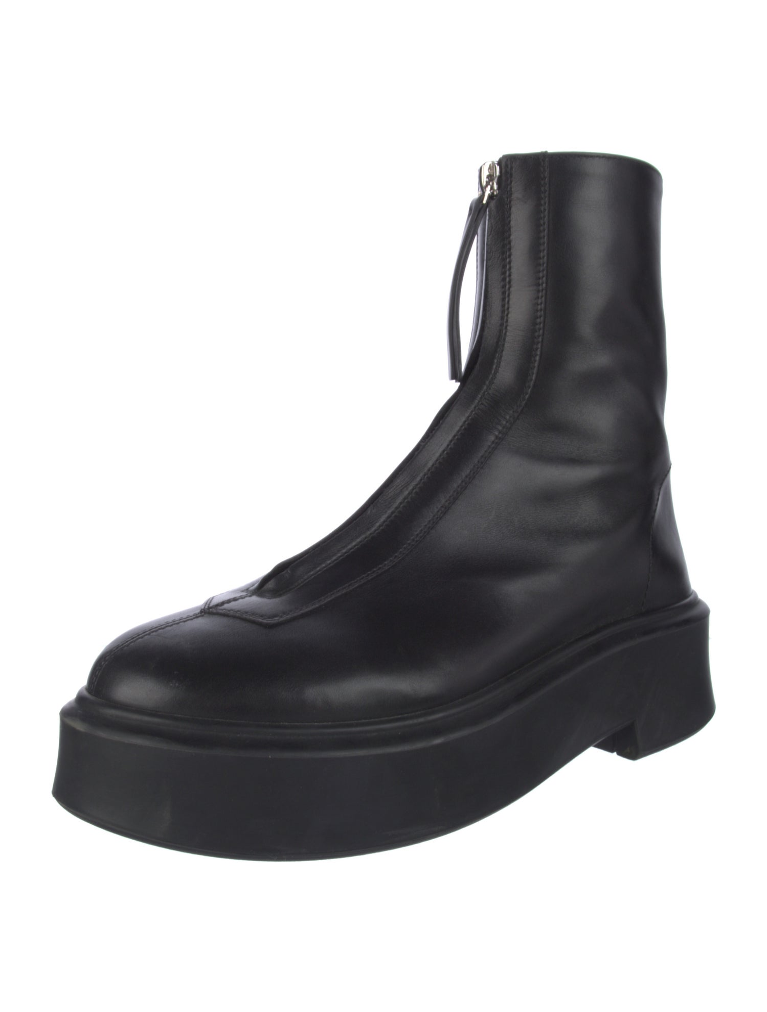 The Row Leather Printed Combat Boots