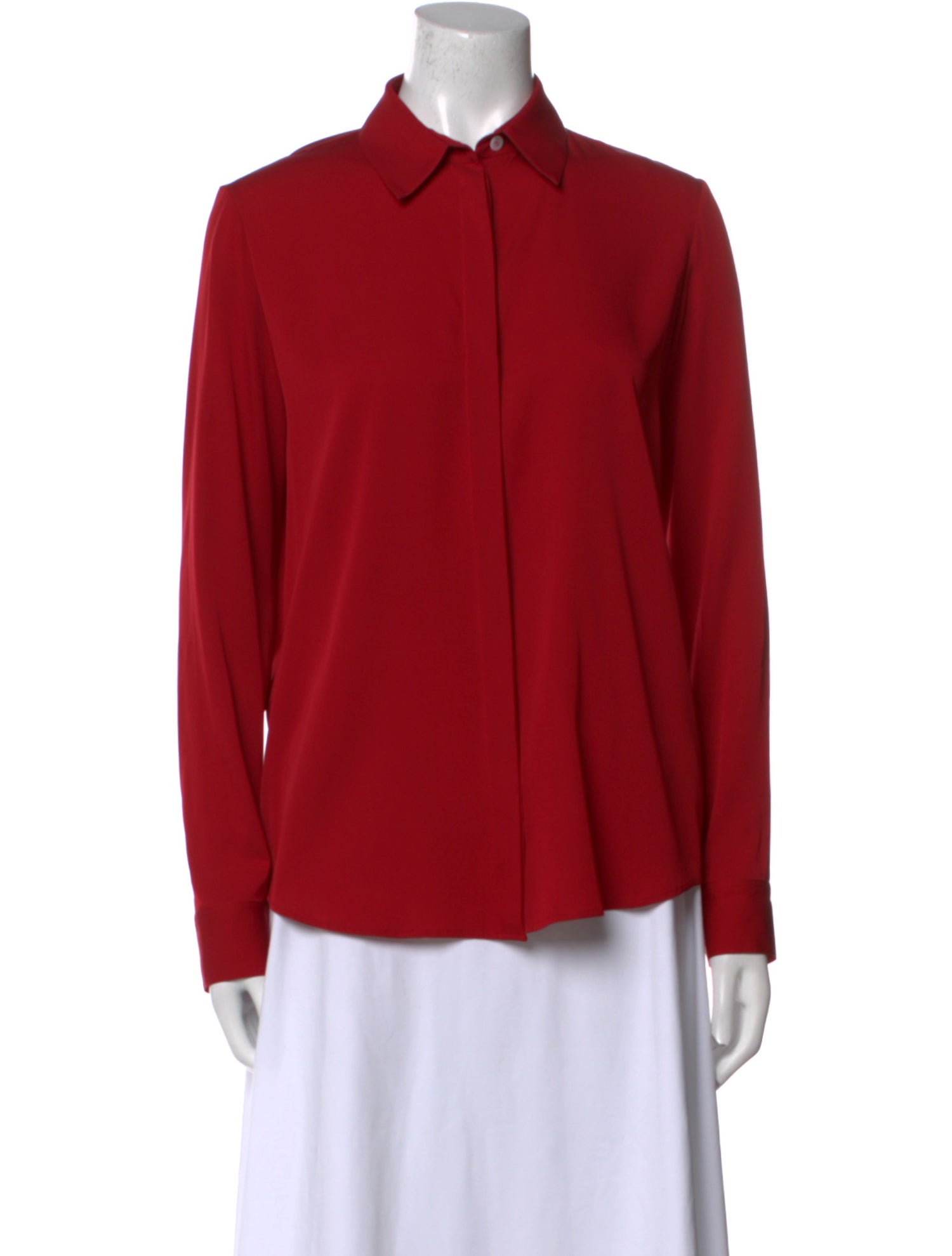 The Row Silk Long Sleeve Button-Up Top