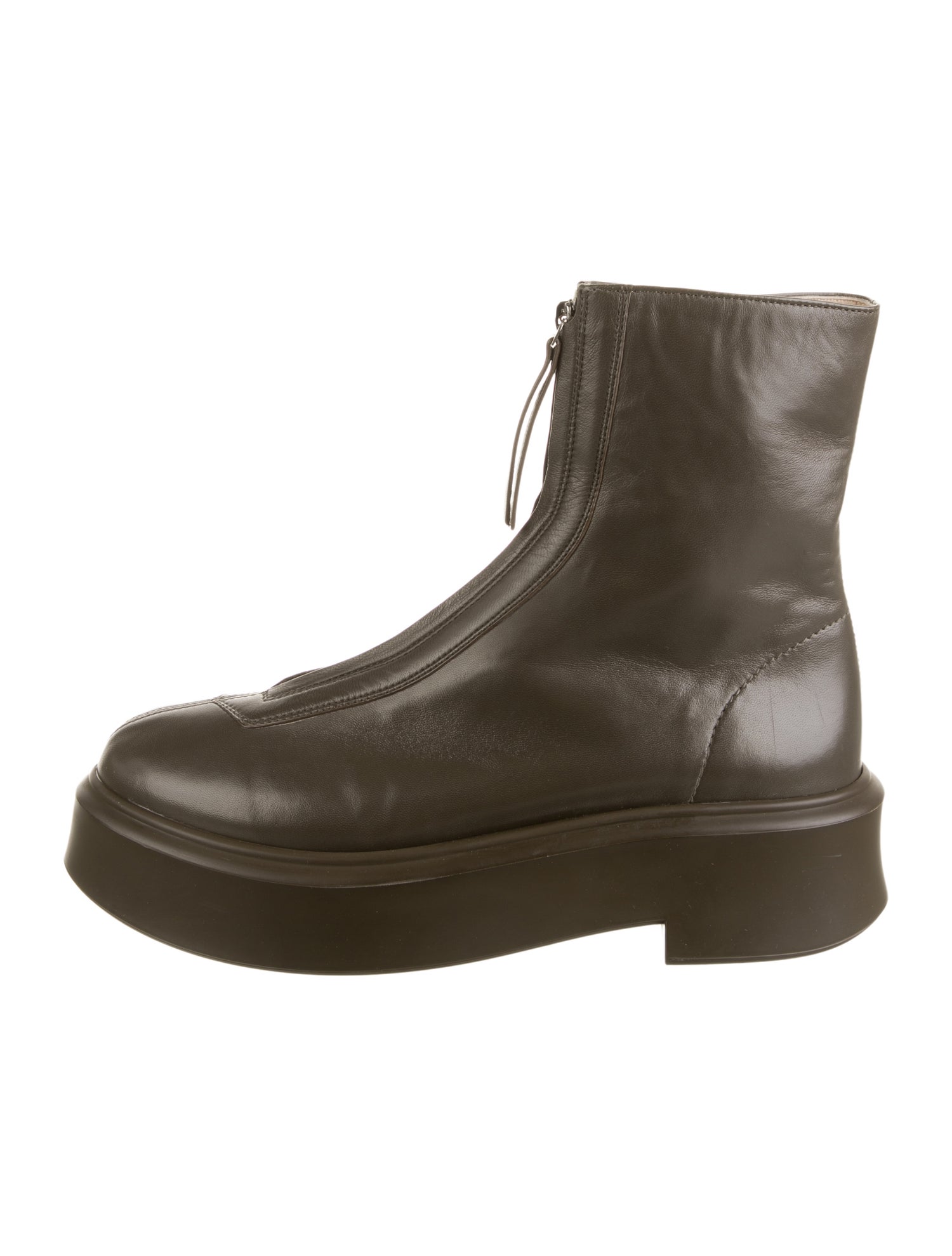 The Row Zipped 1 Leather Combat Boots