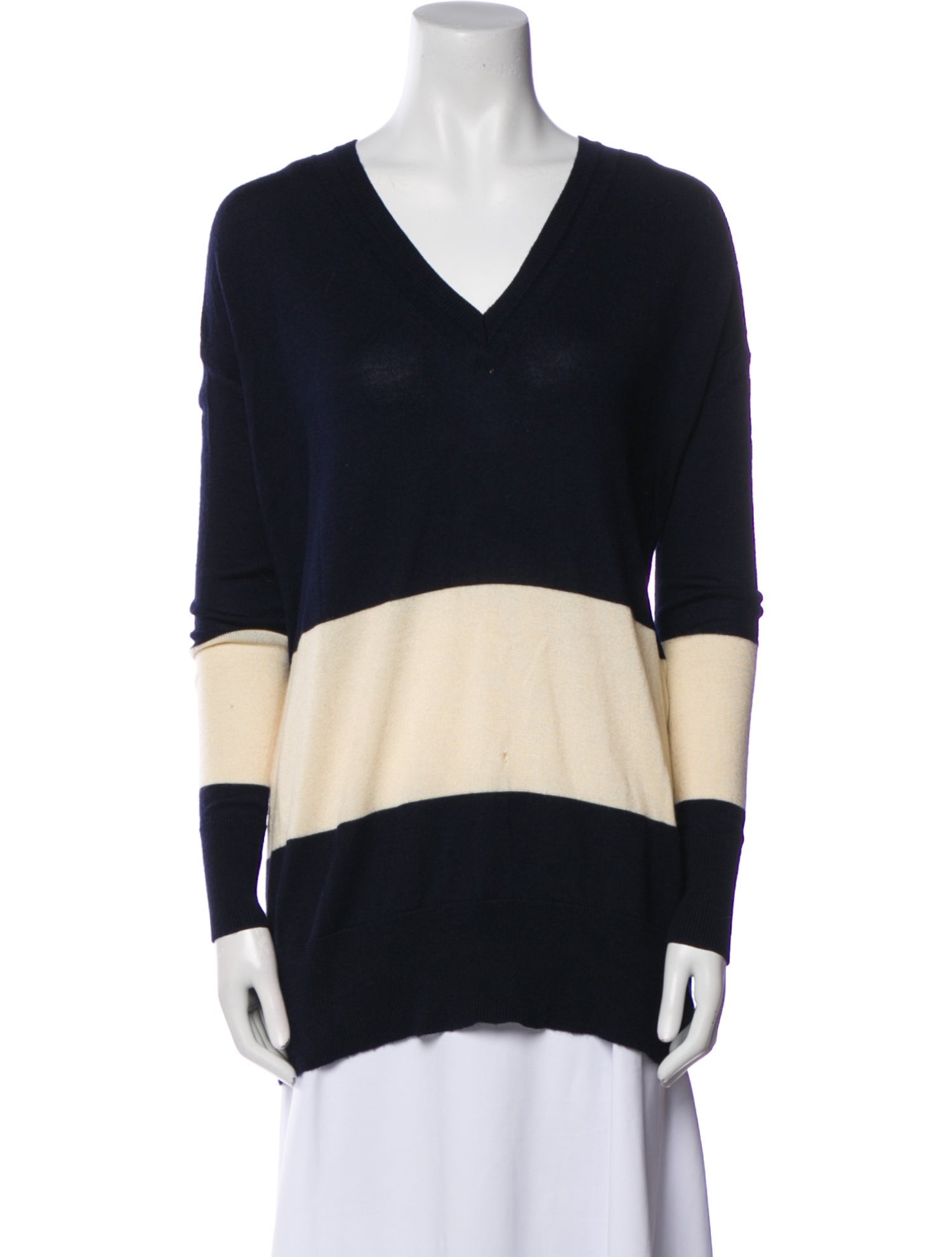 The Row Striped V-Neck Sweater