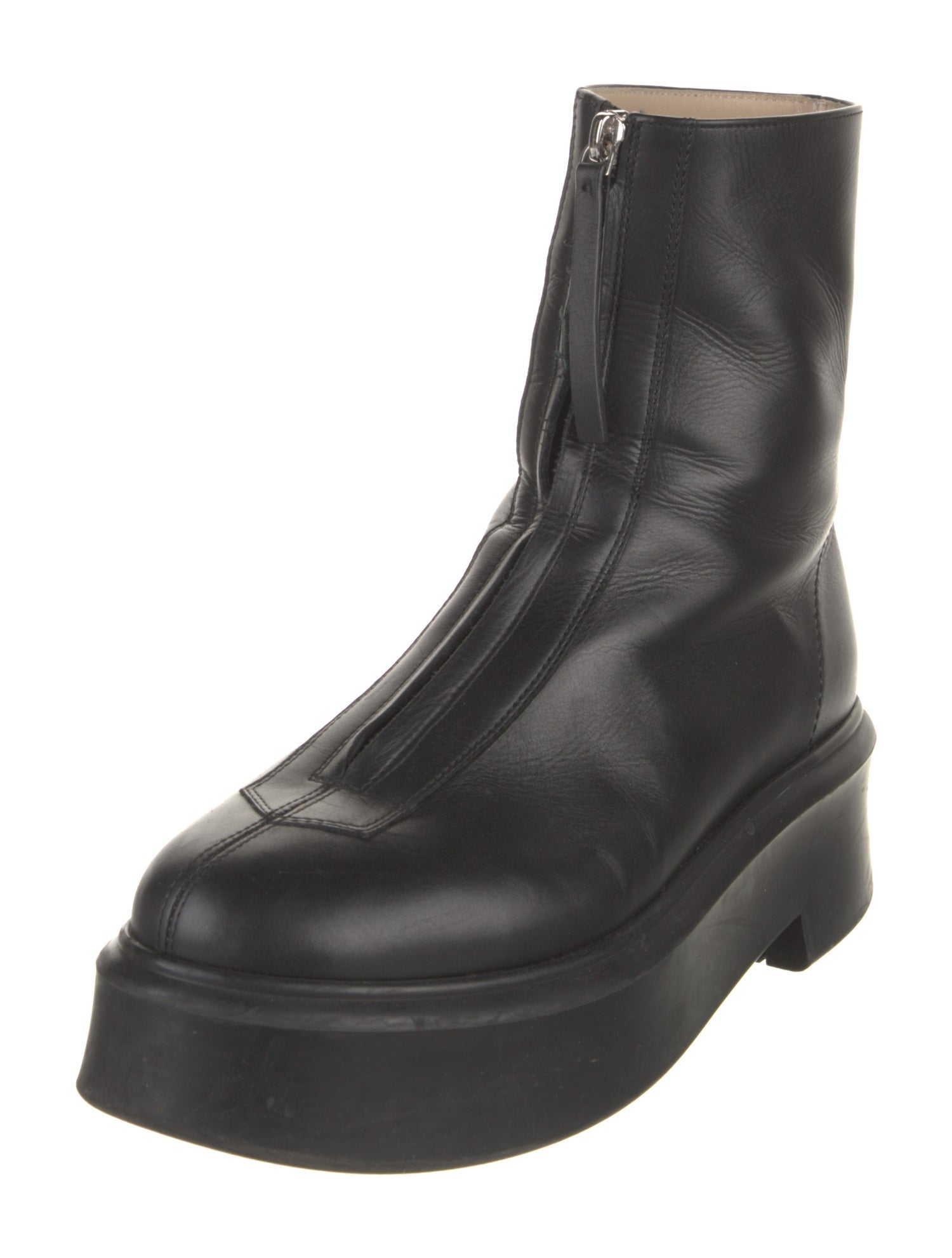 The Row Zipped 1 Leather Combat Boots