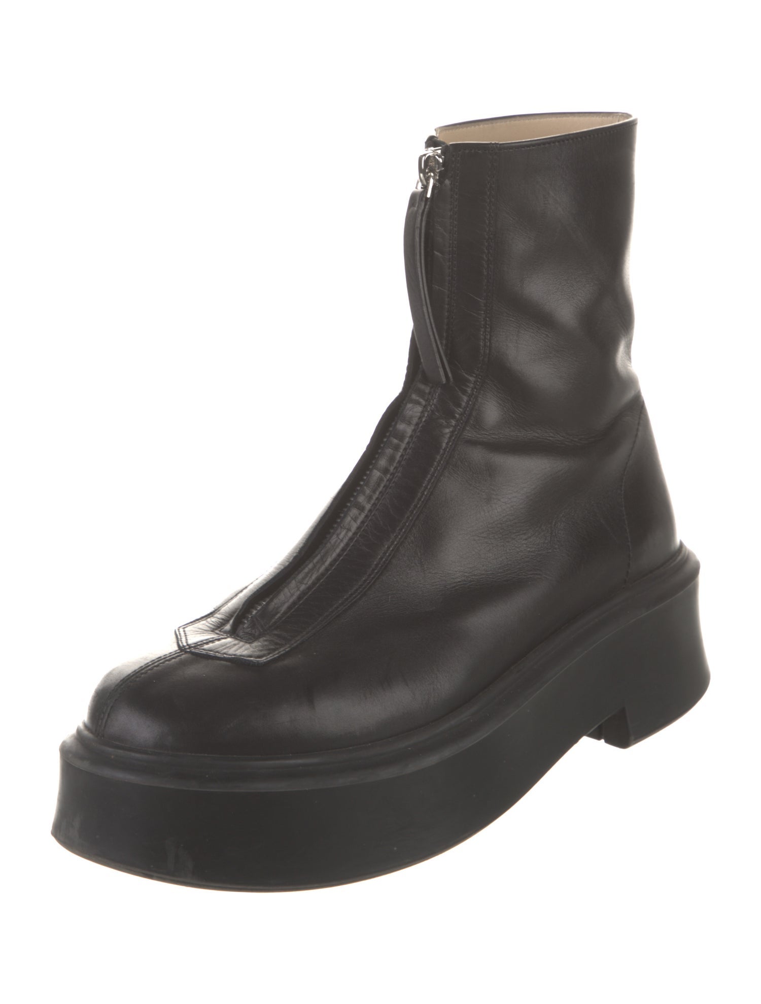 The Row Zipped 1 Leather Combat Boots
