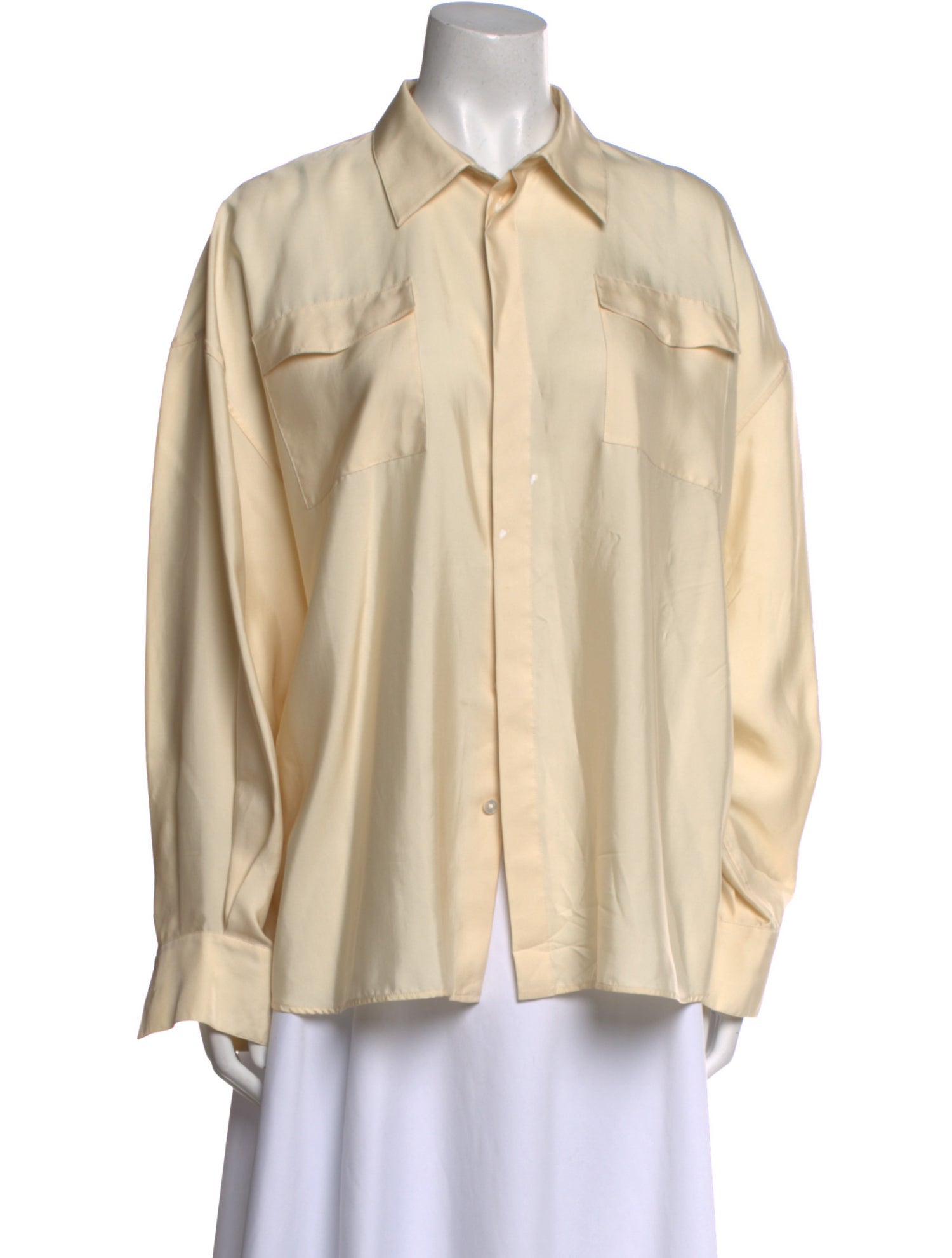 The Row Silk Long Sleeve Button-Up Top
