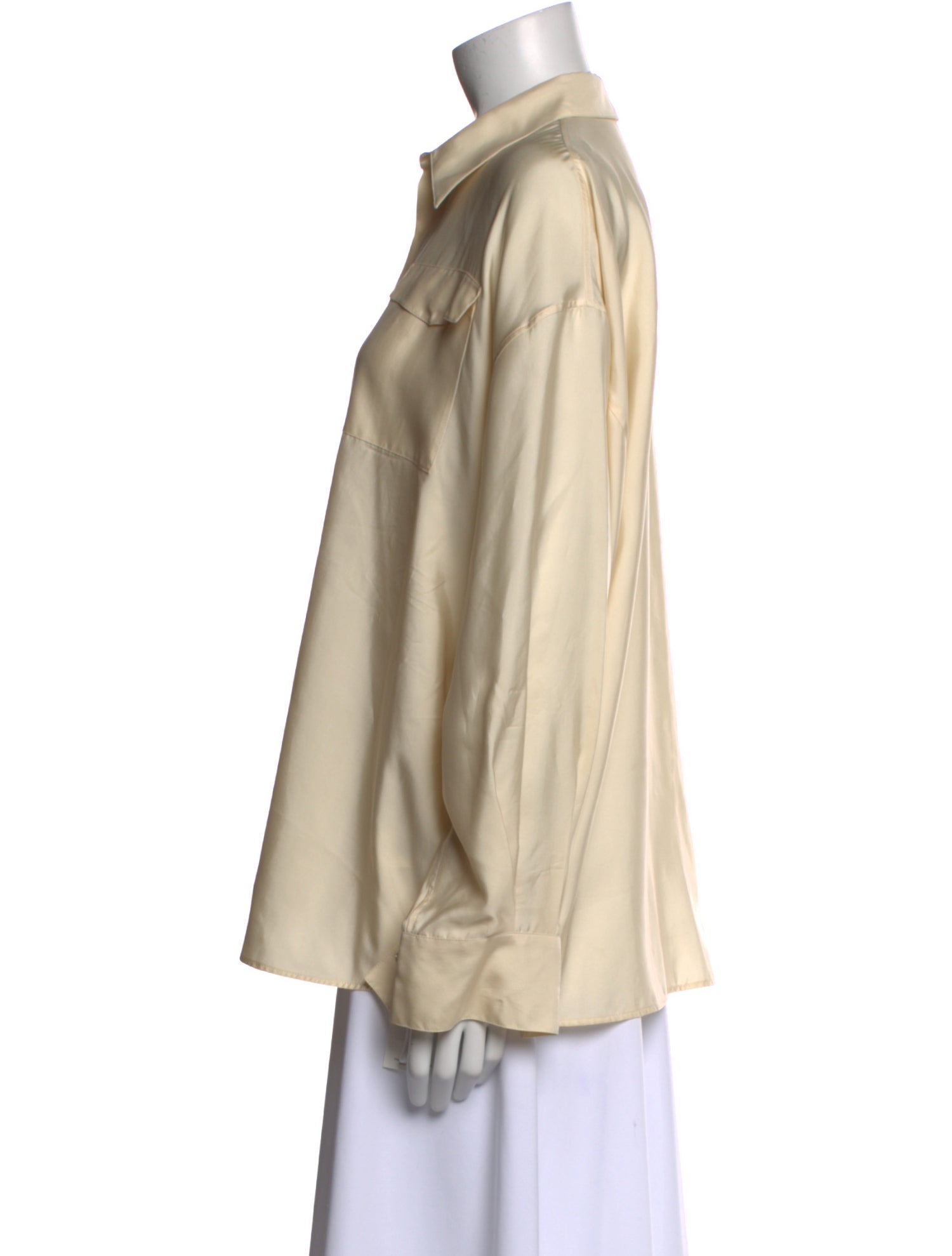 The Row Silk Long Sleeve Button-Up Top