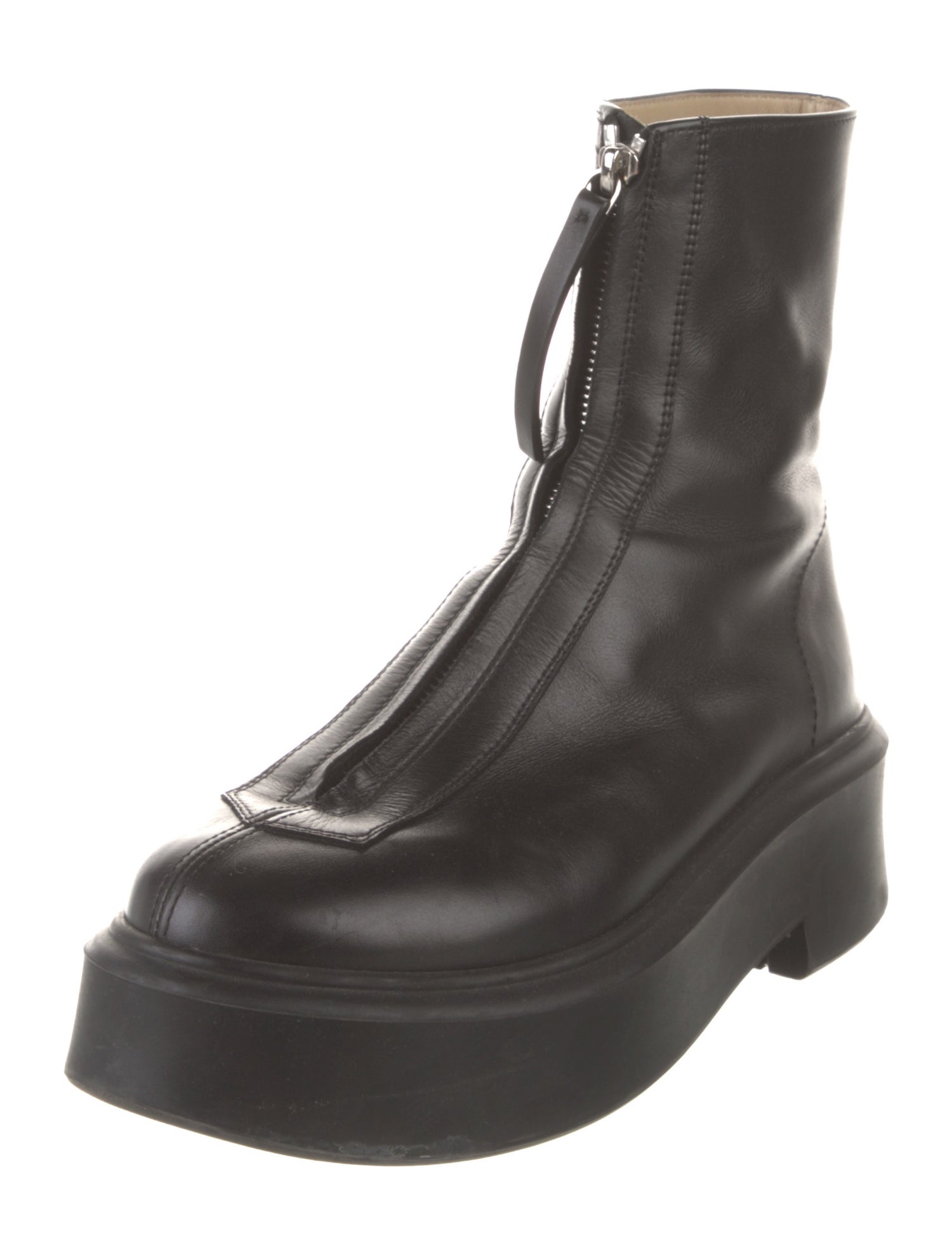 The Row Zipped 1 Leather Combat Boots