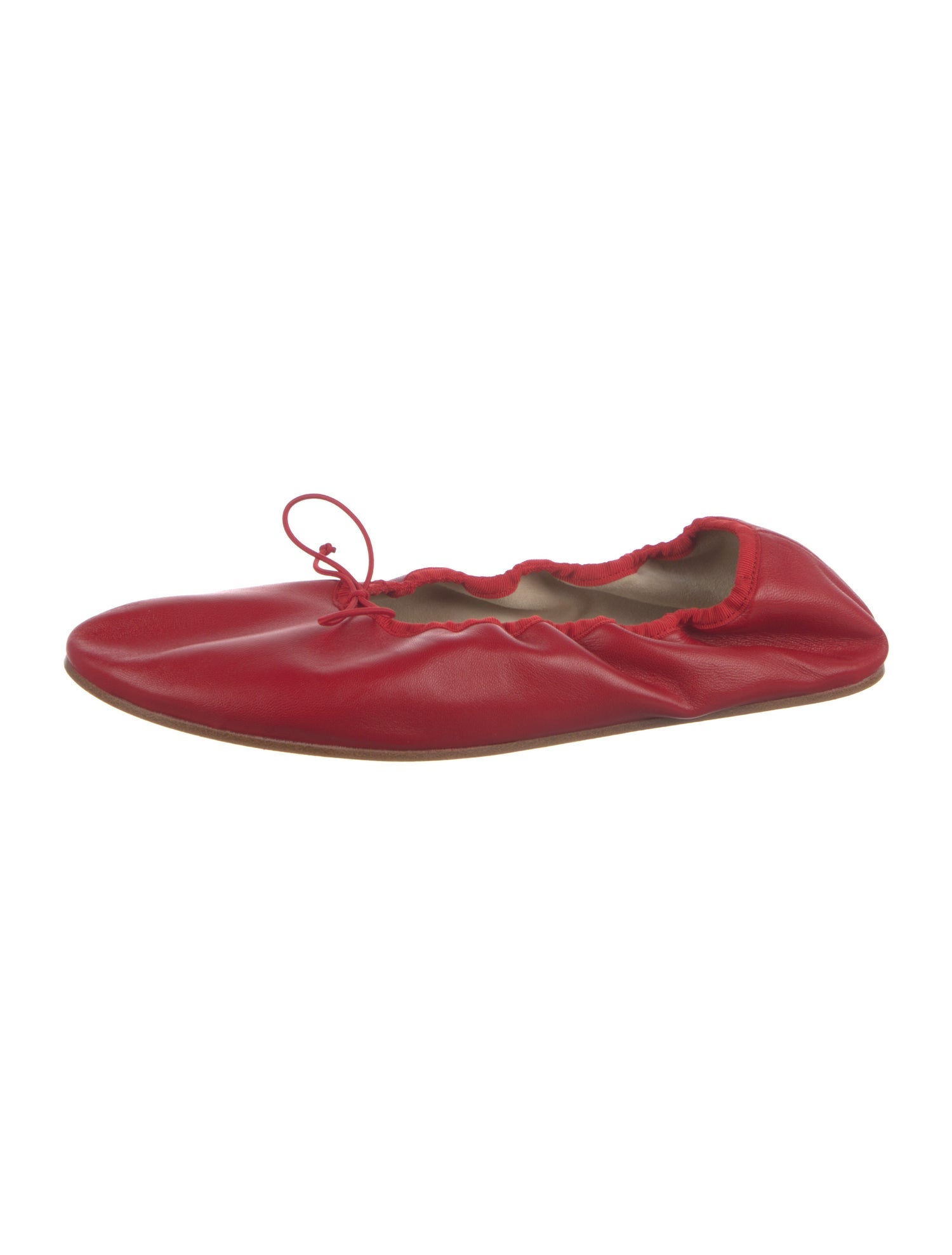 The Row Leather Bow Accents Ballet Flats