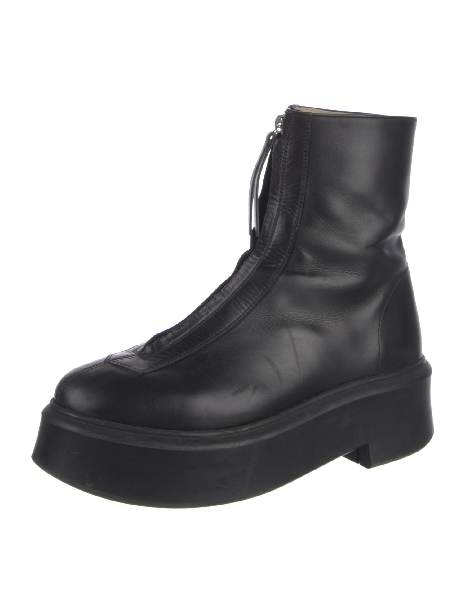 The Row Zipped 1 Leather Combat Boots