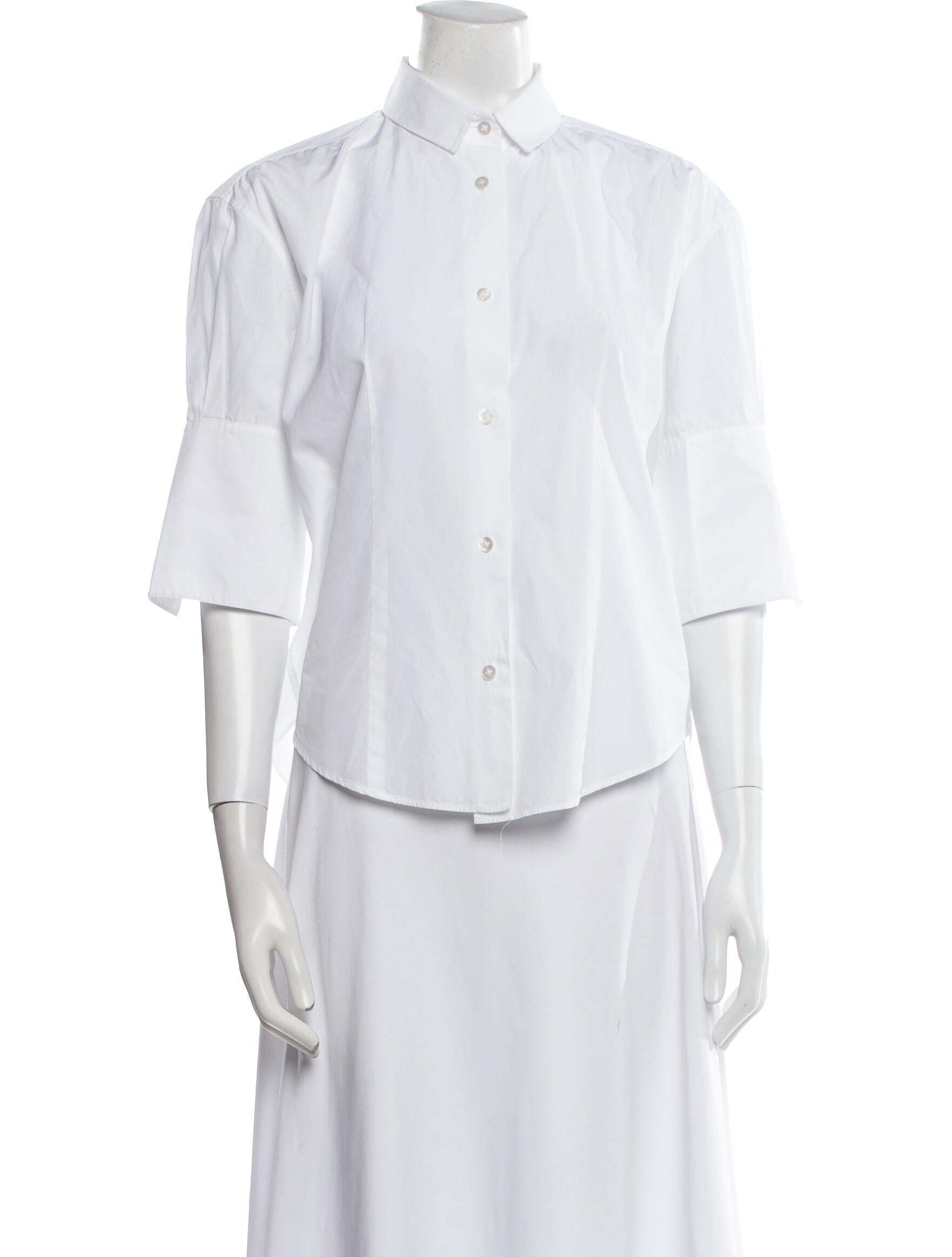 The Row Carpazi Three-Quarter Sleeve Button-Up Top