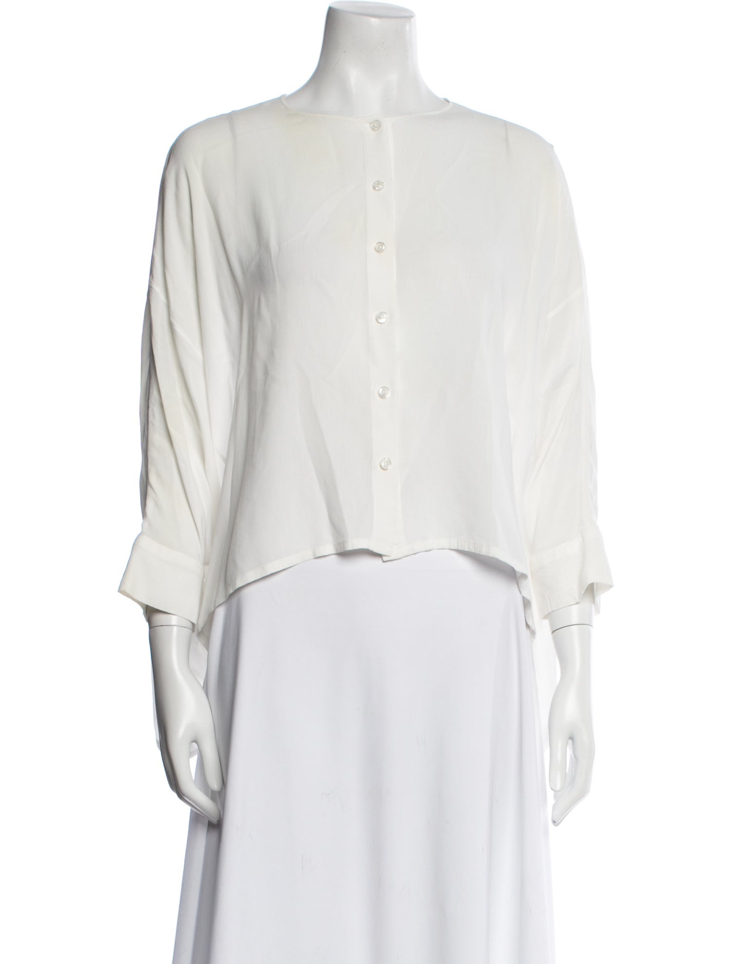 The Row Crew Neck Three-Quarter Sleeve Blouse